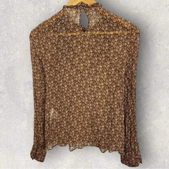 Sezane Mirta Blouse Womens Size 34 French US 2 Top Mock Neck Ruffle Sheer Boho - Picture 4 of 14